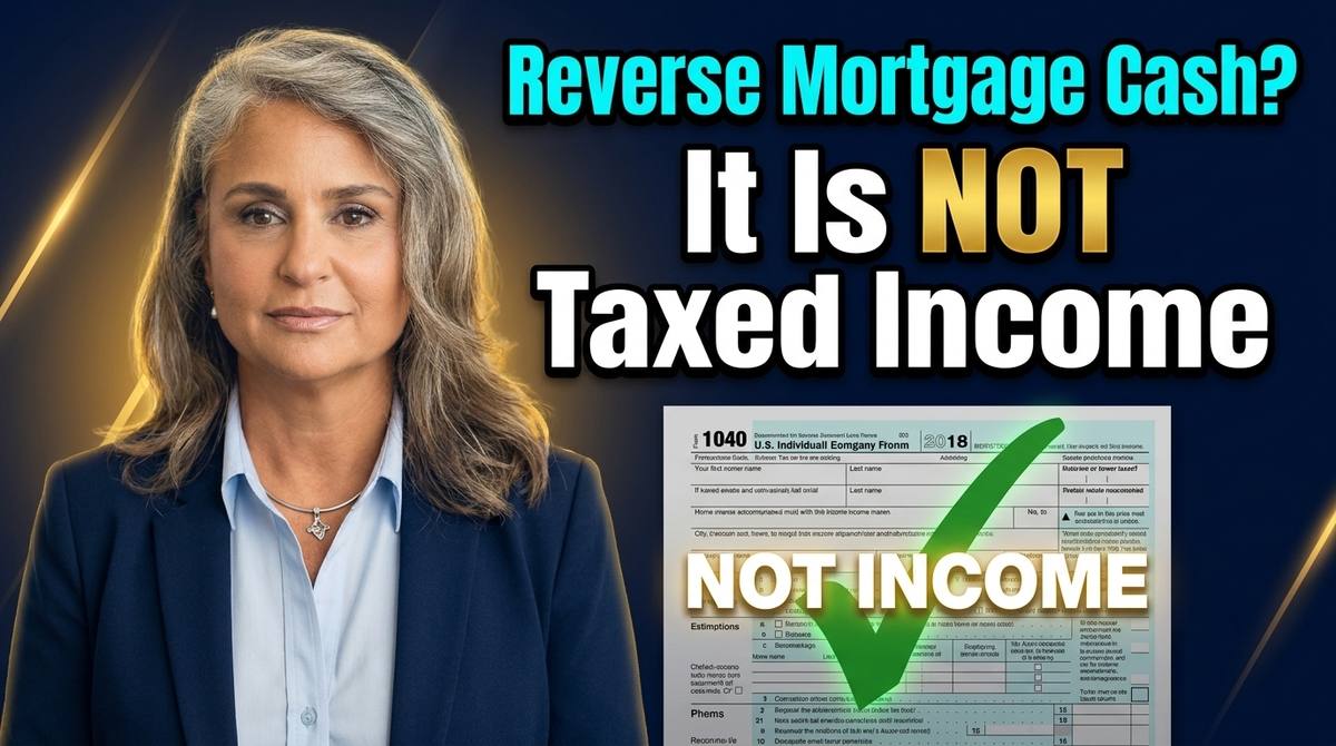Senior homeowner reviewing tax paperwork comparing forgiven mortgage debt and reverse mortgage proceeds