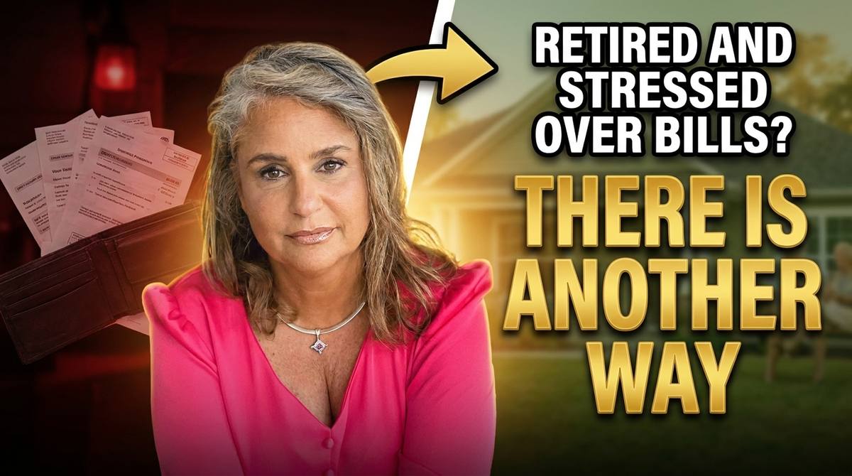 Older homeowner reviewing reverse mortgage paperwork at a kitchen table in a paid-off home